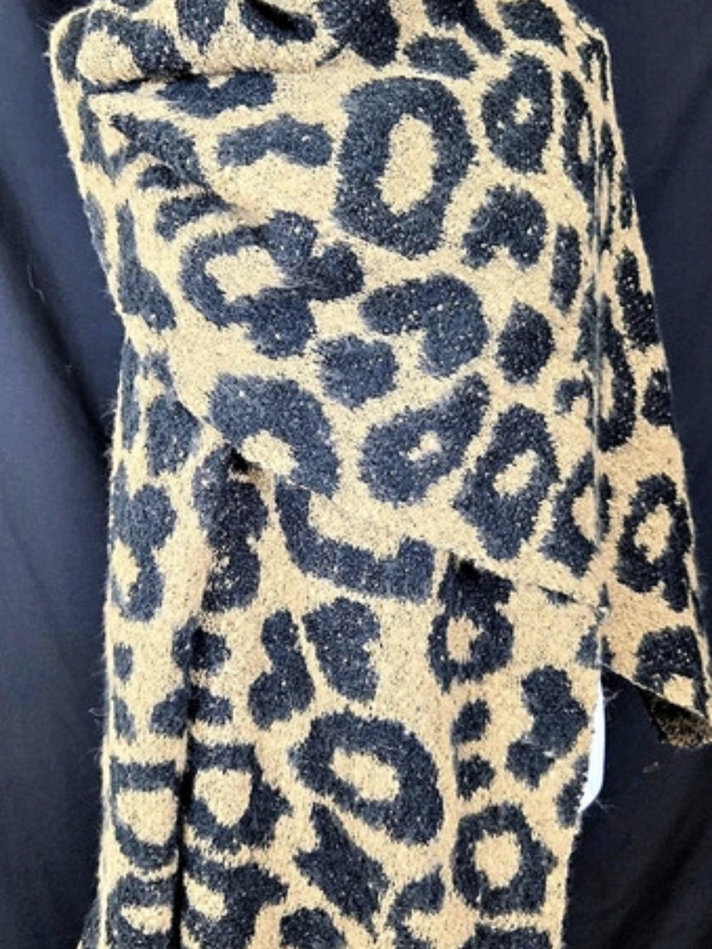 kensie Leopard Cowl Neck Sweater Size Large NWT 21×78 #763
